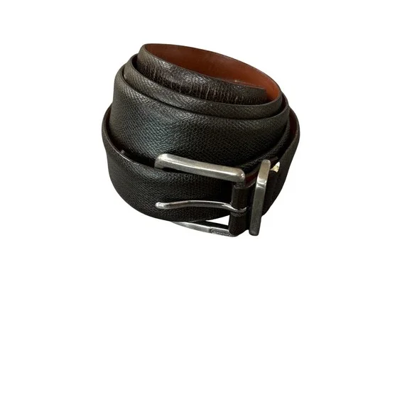 Coach Leather Belt Mens 36 Dark Brown Excellent Calfskin Solid Brass 5949
