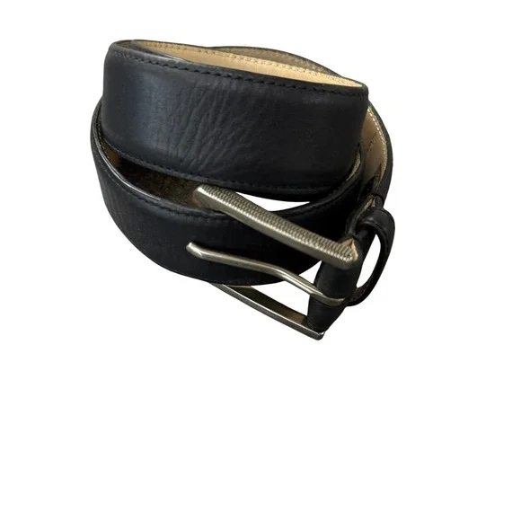 John Varvatos Belt Mens 34 Black Good Leather Textured Buckle USA 4410250