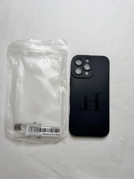 Black iPhone 16 Pro Max Case with H Logo - Protective Soft-Touch Cover