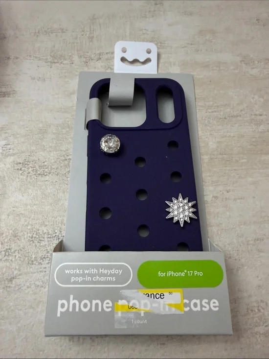 heyday Purple Silicone iPhone Case with Pop-In Charm Holes. iPhone 17 pro