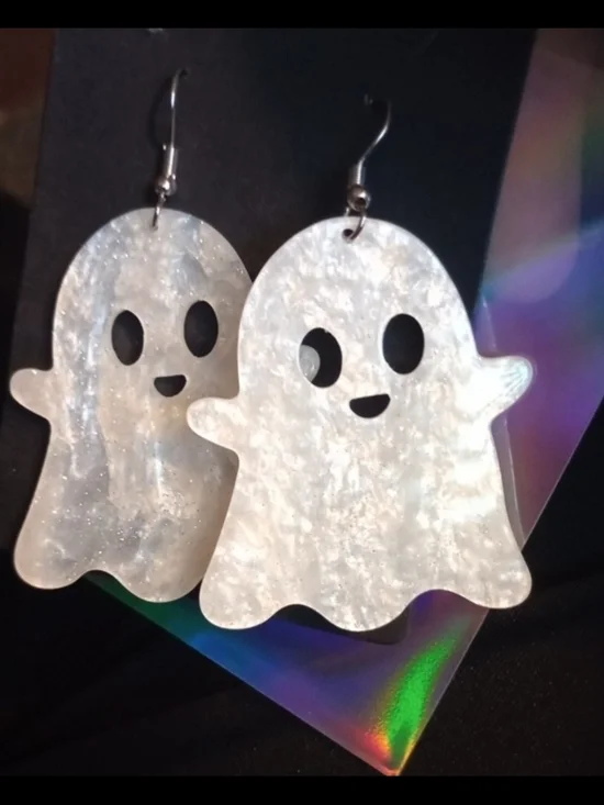 $8 Each Or Bundle 5/$20 Ghost Dangle Earrings in Iridescent Pearl White