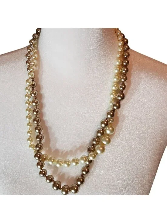 J Crew Crewcuts Faux Pearl Necklace Double-Strand Gold-Tone cream jewelry formal