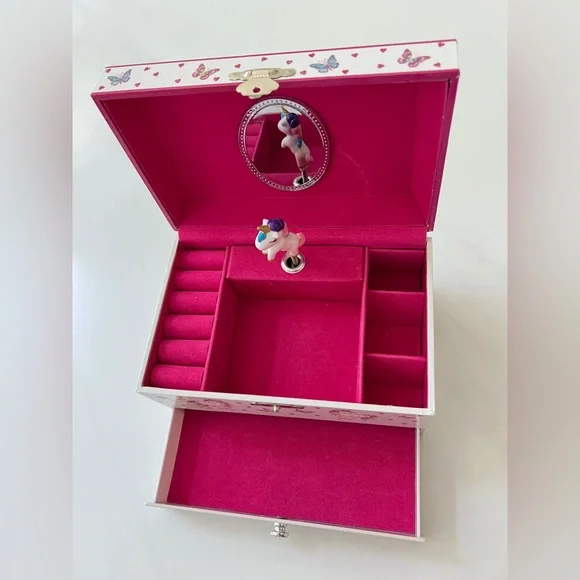 Fairy Glam Jewelry Music Box with unicorn Pullout Drawer Storage for Kids UK