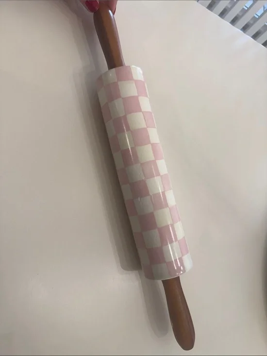 MacKenzie-Childs Rosy Check Ceramic Rolling Pin