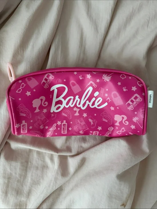 Barbie Hot Pink Cosmetic Pouch with White Logo