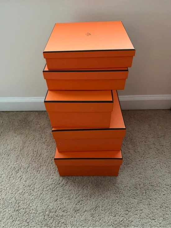 Hermes Orange Stackable Storage Boxes - Set of 5
