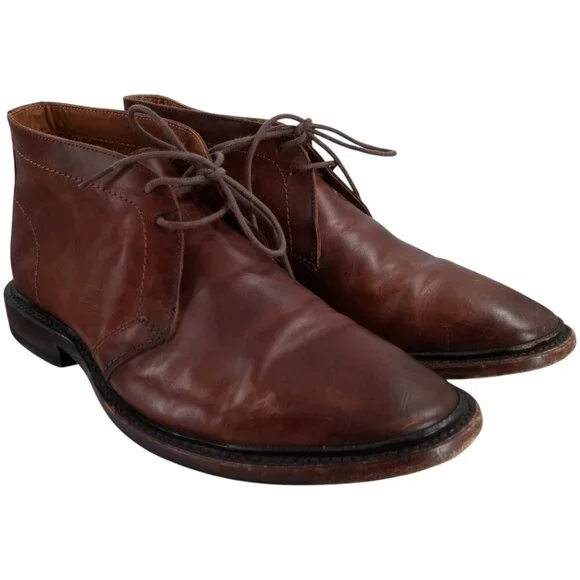 Frye Mens Paul Chukka Leather Brown Boots Shoes Size 8.5 Classic Work Distressed