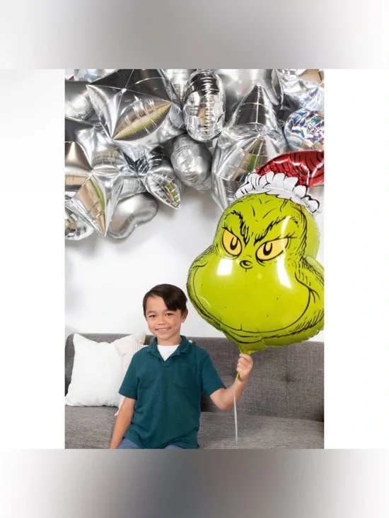 3 pack Grinch Foil Balloon - Green Holiday Character Balloon