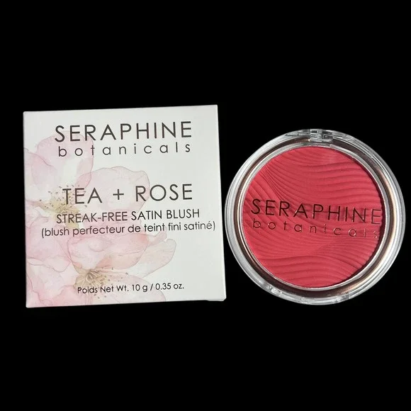 Seraphine Botanicals Tea + Rose Streak-Free Satin Blush Pomegranate 10g‎ New