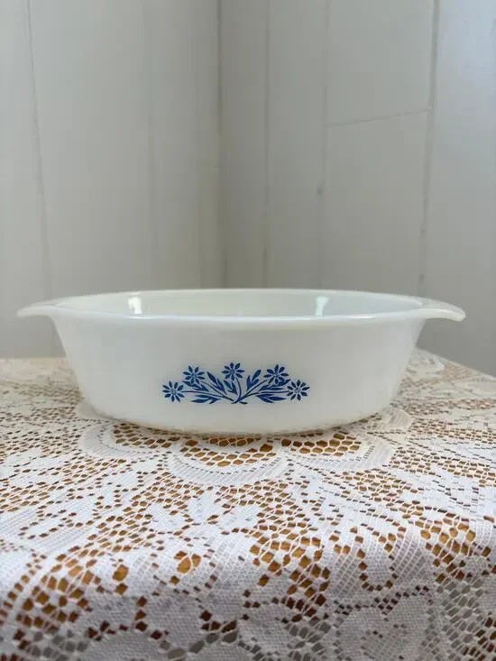Vintage Fire King “Blue Cornflower” Oval Casserole Dish