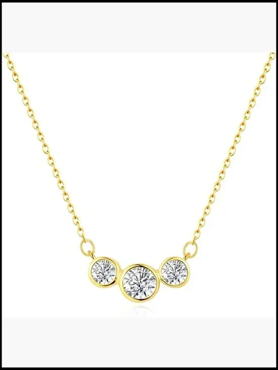 Moissanite Sterling Silver Pendant Necklace VVS1 Round Cut Link Chain