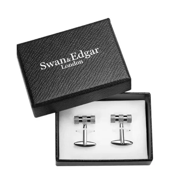 New Swan & Edgar London Luxury Chrome Plated Cufflinks