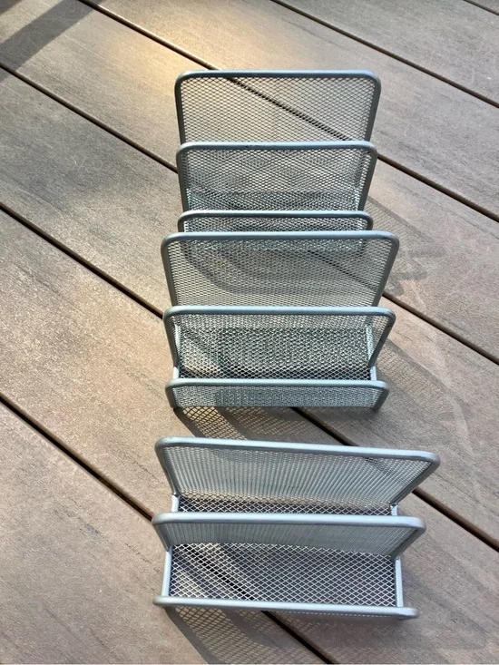 Silver Mesh Desk File Sorter - Set of 3