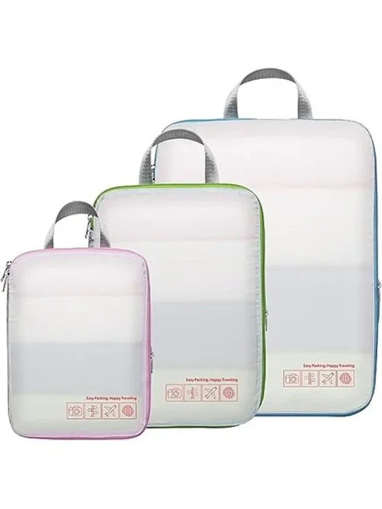 Compression Packing Cubes Travel Organizer Luggage Storage Set Space Saving