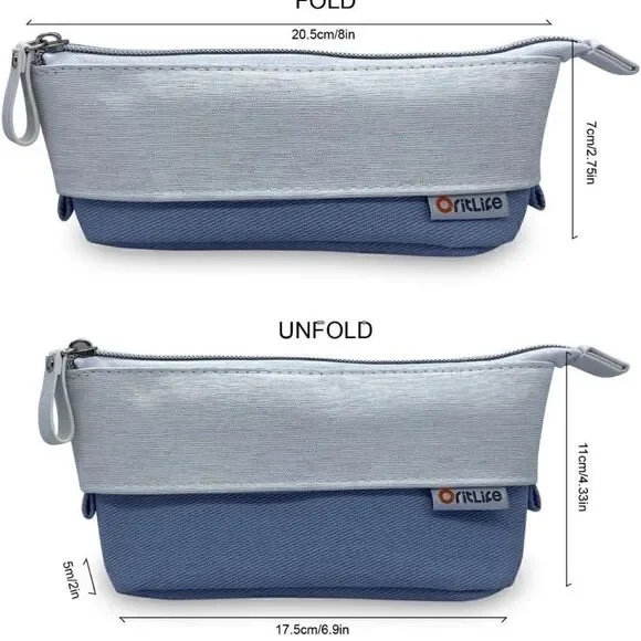 Oritlife Upgrade Pop-up Premium PU+Cotton, Standing Pencil Pouch light green