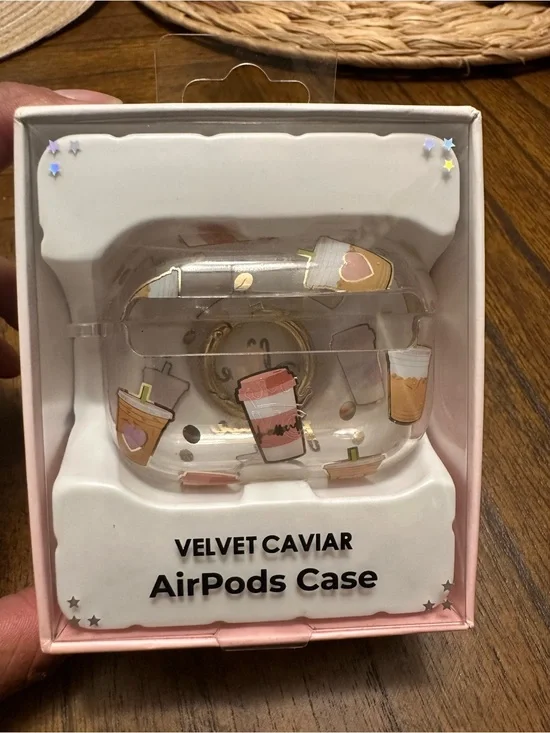 Velvet Caviar Clear AirPods Pro Case with “Coffee Please” Print