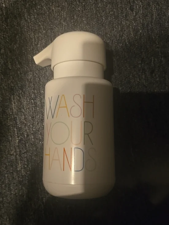❤️10/$20 Foaming Hand Soap Dispenser - White with Multicolor Text
