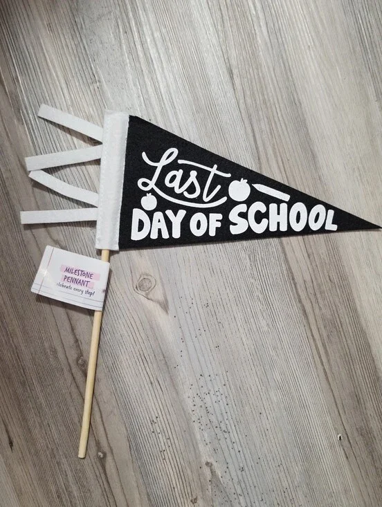 Target Bullseye Playground 2026 Milestone Felt Pennant Flag - Last Day of school
