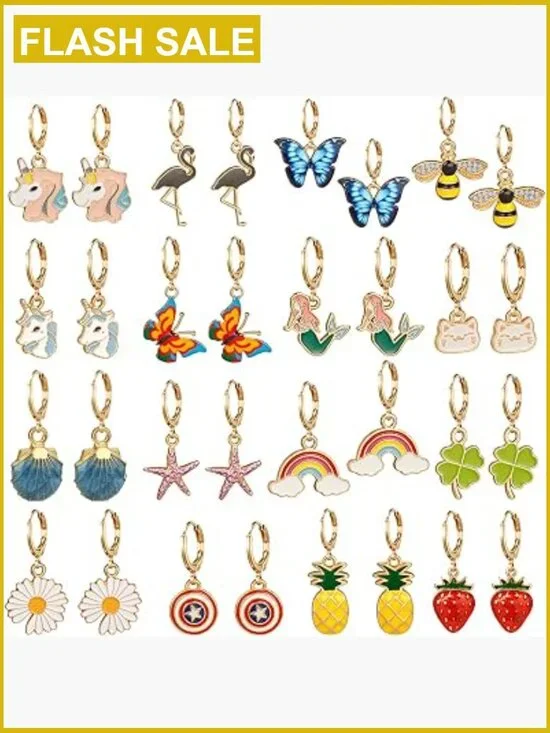 Kids Hypoallergenic Huggie Hoop Earrings Set 16 Pairs