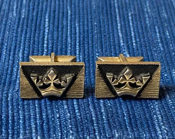 Vintage Rectangle Cufflinks Gold Black Tuxedo 53B