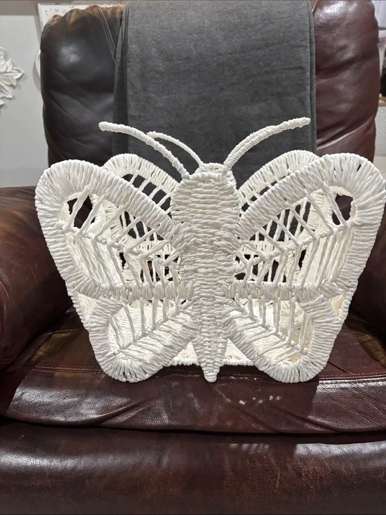 White Woven Butterfly Wall Decor