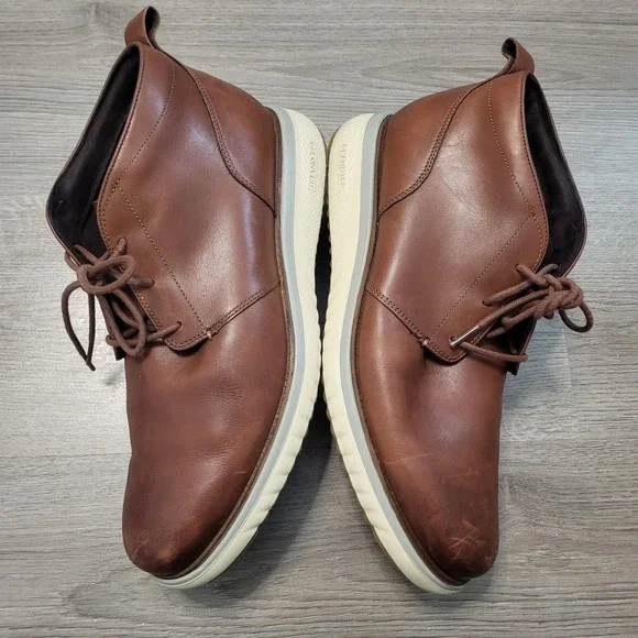Cole Haan Grand 360 Brown Leather Chukka Boots Mens Lace Up Ankle Shoes 11.5