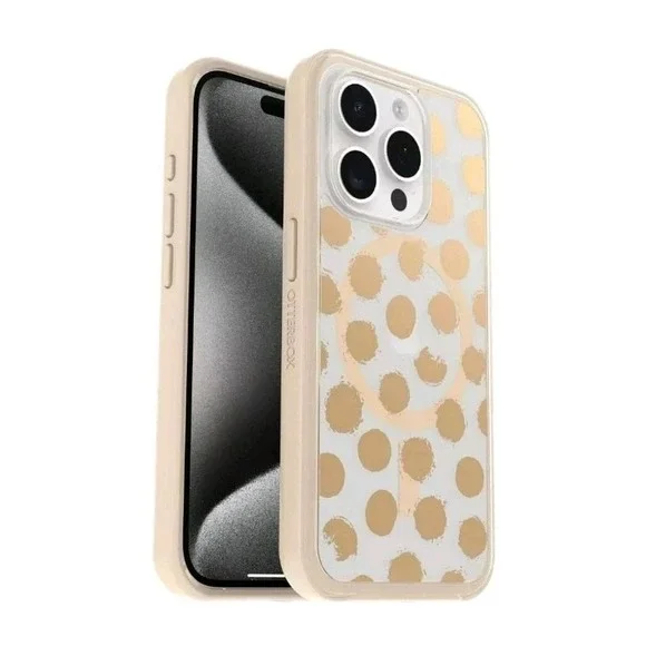 OtterBox Symmetry Case For iPhone 15 Pro Max w MagSafe Dotting Around Rose Gold