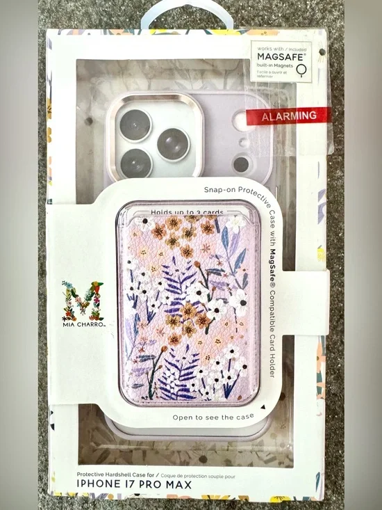 RARE- Mia Charro iPhone 17 Pro Max MagSafe Case With Magnetic Floral Card case