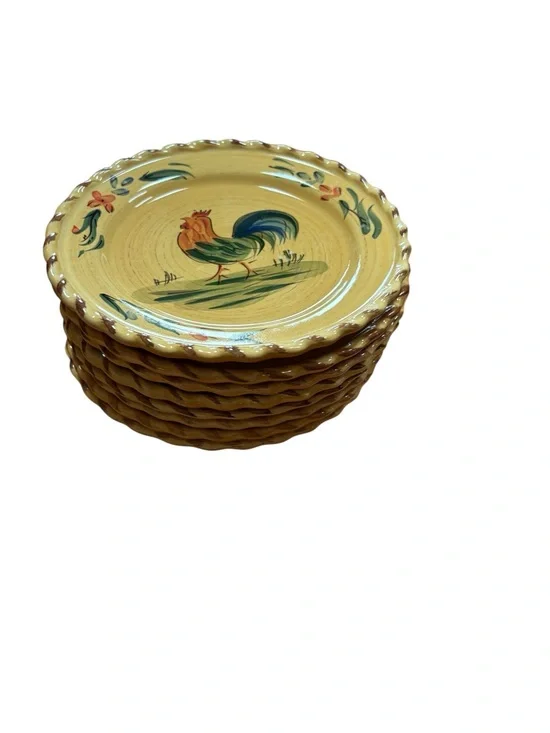 Target HOME Hand-Painted Rooster Ceramic Dessert/Salad Plates 8 3/4- Set of 8