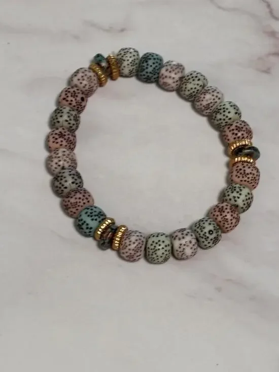 Stretch Bracelet Multi Colored Filigree Beads Beaded Boho Bohemian
