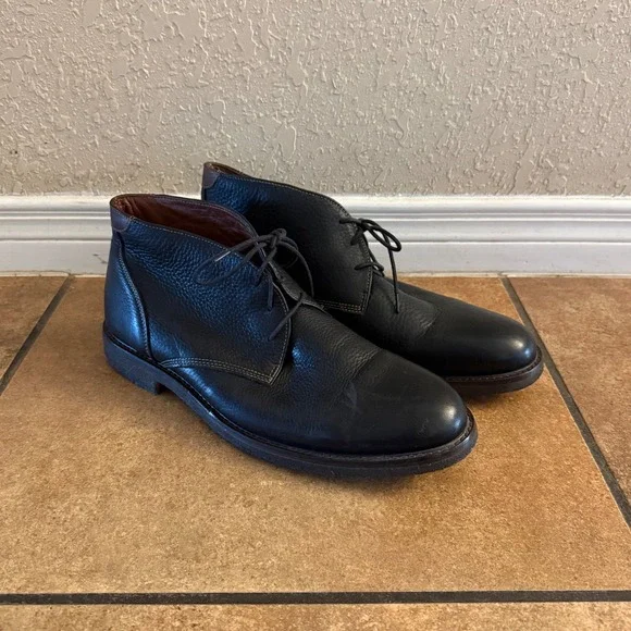 Johnston & Murphy Black Pebbled Leather Chukka Boots Men's 12M Lace Up Casual