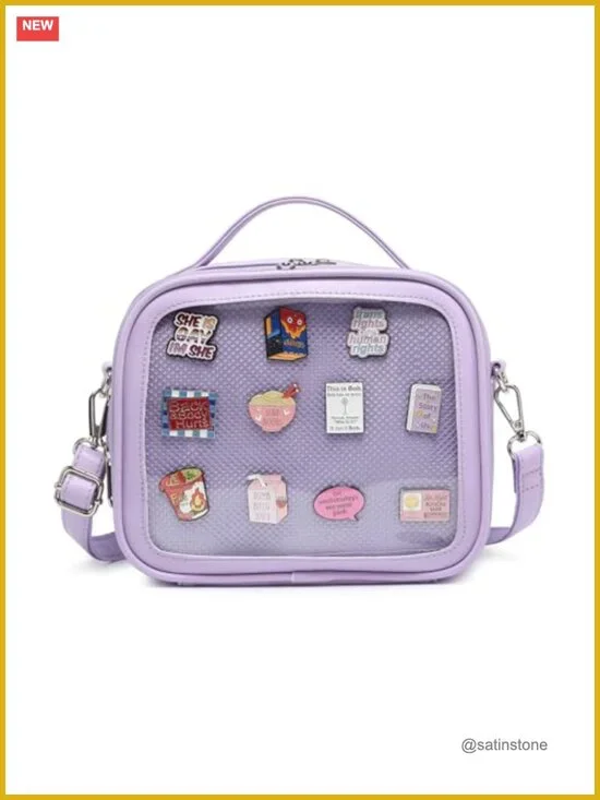ITA Bag Crossbody Messenger Bag with Clear Window for Pins and Badges