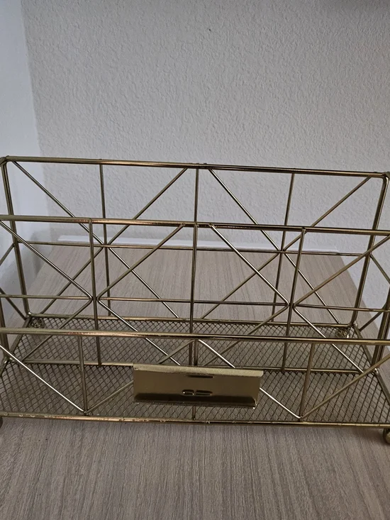 Gold Metal Desk Organizer File Mail Holder