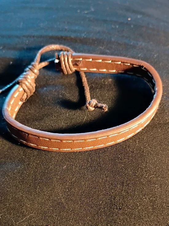 Men's Brown Leather Strap Bracelet - Casual Adjustable