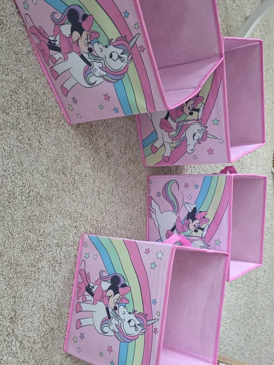Pink Minnie Mouse Unicorn Storage Bins - Set of 4
