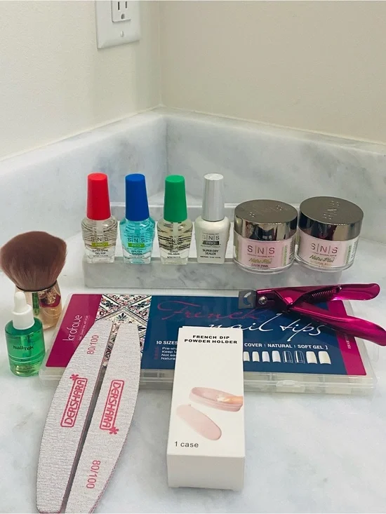New SNS kit 13 piece Professional Pink & Silver Nail Care Set