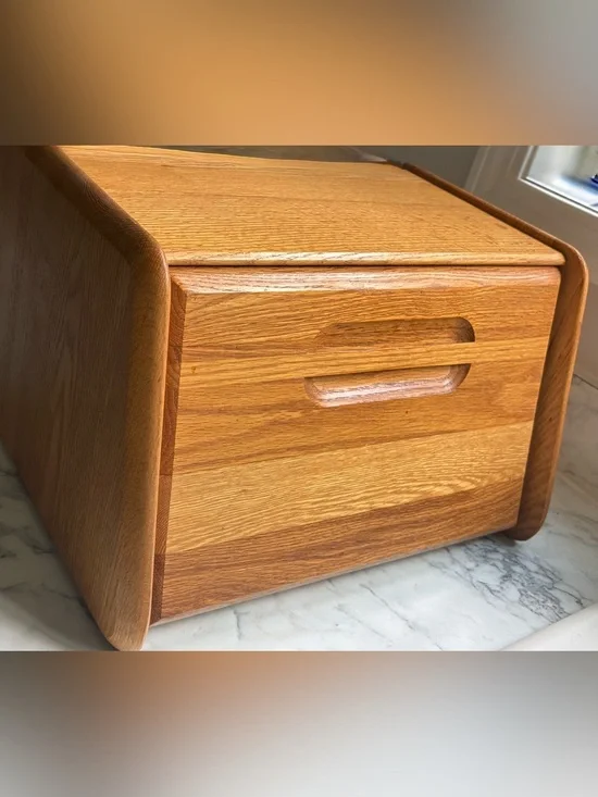 70's Cornwall Wooden Bread Box - Oak Finish