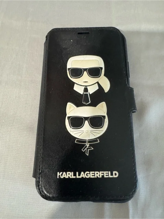 Karl Lagerfeld Choupette Leatherette Phone Case with Iconic Logo - Pre-loved/EUC