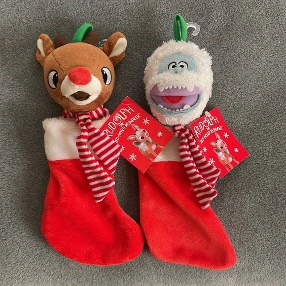 NWT Mini Rudolph the Red Nosed Reindeer and Abominable Snowman Stockings Plush