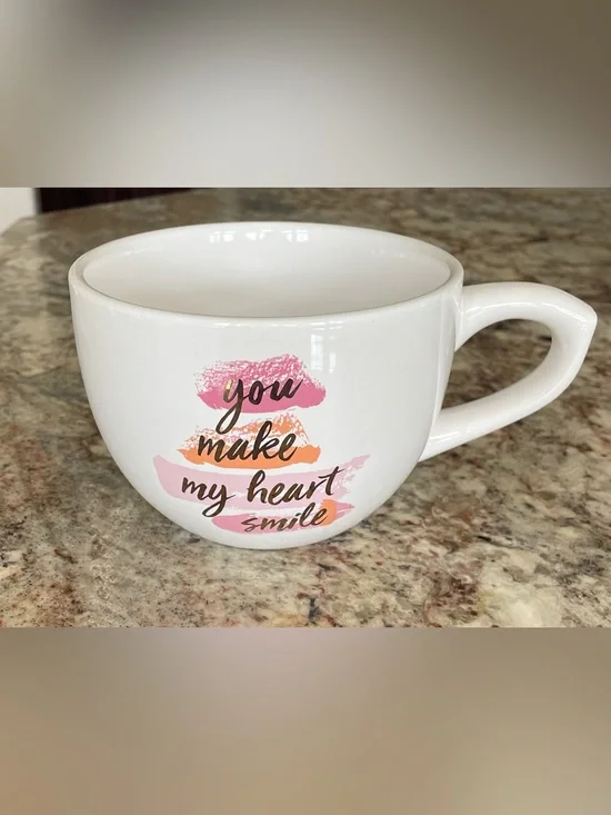 Target White Ceramic Mug with Pink & Orange Brushstroke Heart