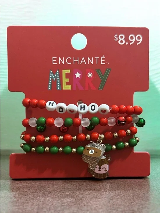 Merry Kids Red & Green Beaded Holiday Bracelet Set 1860