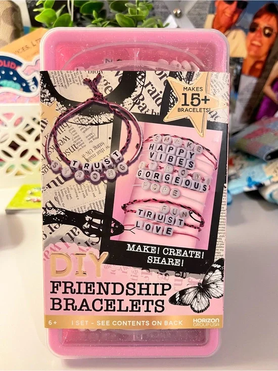 DIY Friendship Bracelets Kit - Pink Letter Bead Set