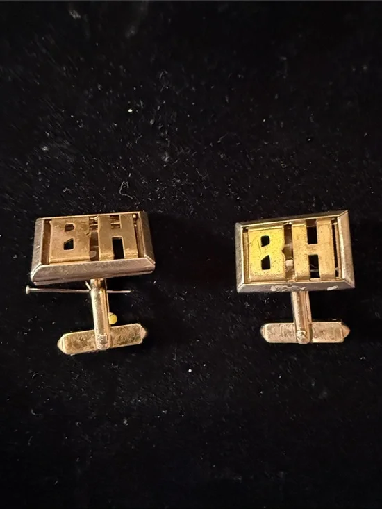 BH Monogram Gold-Tone Cufflinks - Men's Accessory