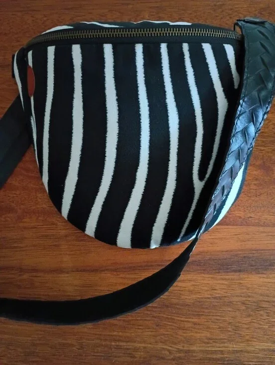 Zala Zebra Print Fanny Pack Bag with Leather Strap