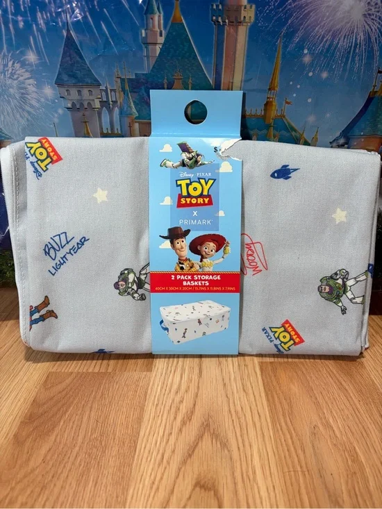 Disney Pixar Toy Story 5 {Set of 2} Foldable Fabric Storage Baskets *Primark-NEW