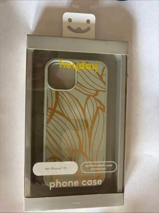 heyday Sage Phone Case with Gold Leaf Motif