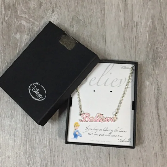 Cinderella Believe Princess Necklace with Quote Box