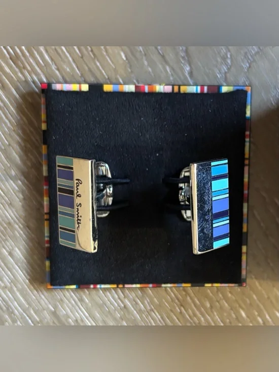 Paul Smith Multicolor Blue Stripe Enamel Cufflinks