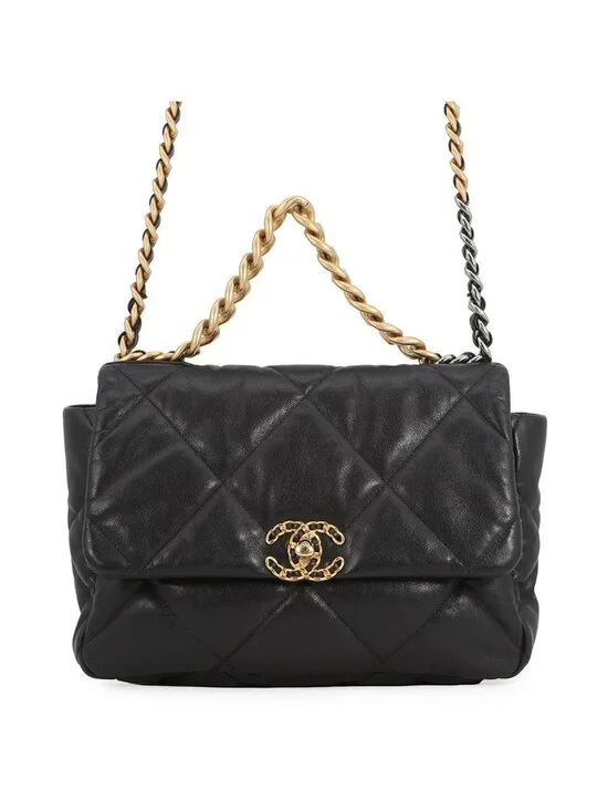Chanel Chain Shoulder Bag 19 Large Lambskin 2-Way Black