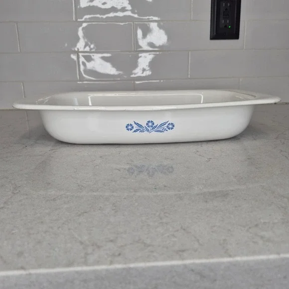 Corning Ware Roaster Pan Cornflower Blue P-21 White